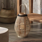 Aurora Handwoven Bamboo Lantern – Rustic Boho LED Light