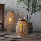 Aurora Handwoven Bamboo Lantern – Rustic Boho LED Light
