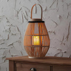 Aurora Handwoven Bamboo Lantern – Rustic Boho LED Light