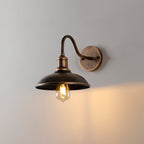 Antique Brass Outdoor Wall Lamp – Rustic Bowl-Shaped Light Fixture for Patios and Gardens