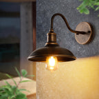 Antique Brass Outdoor Wall Lamp – Rustic Bowl-Shaped Light Fixture for Patios and Gardens