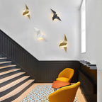 Artistic Bird-Inspired Steel Wall Lamp – Modern Decorative Sconce in Black, White, or Gold