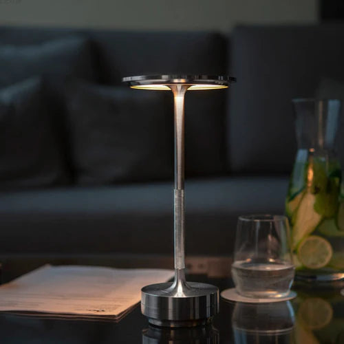Cordless LED Table Lamp with Adjustable Brightness – Rechargeable Touch Control Light in Silver, Gold, and Black