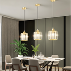 Elegant Crystal Pendant Light with Adjustable Height – Black or Gold Finish