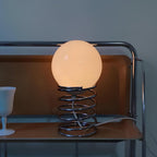 Elegant Glass and Metal Table Lamp with Warm White LED Light – Modern Minimalist Design