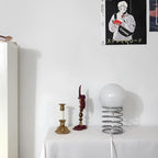 Elegant Glass and Metal Table Lamp with Warm White LED Light – Modern Minimalist Design