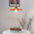 Hibiscus Flower Glass Pendant Light – Elegant Adjustable Ceiling Light Fixture for Kitchen and Home Decor