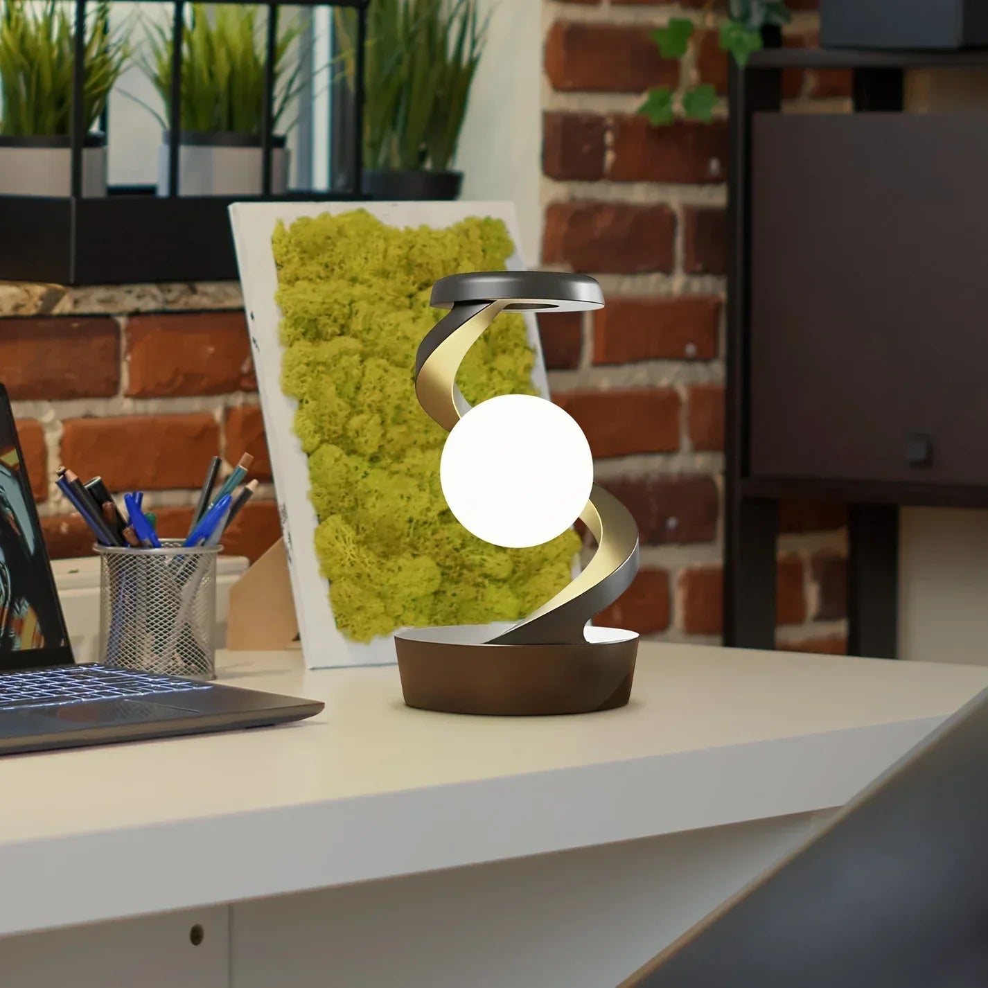 RadiantGlow Spiral Lamp – Touchless LED Light & Wireless Charger