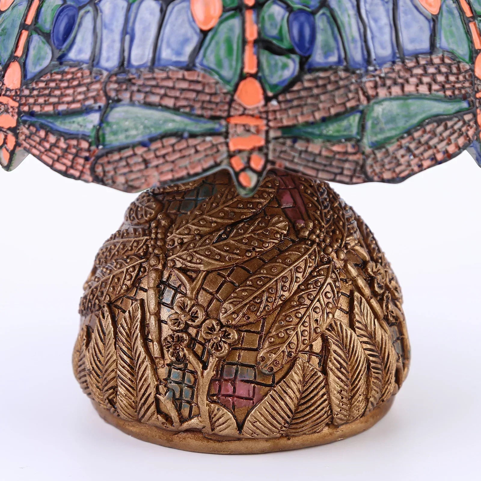 Vintage Stained Glass Table Lamp with Dragonfly Motif – Decorative Art Nouveau Lamp for Stylish Interiors