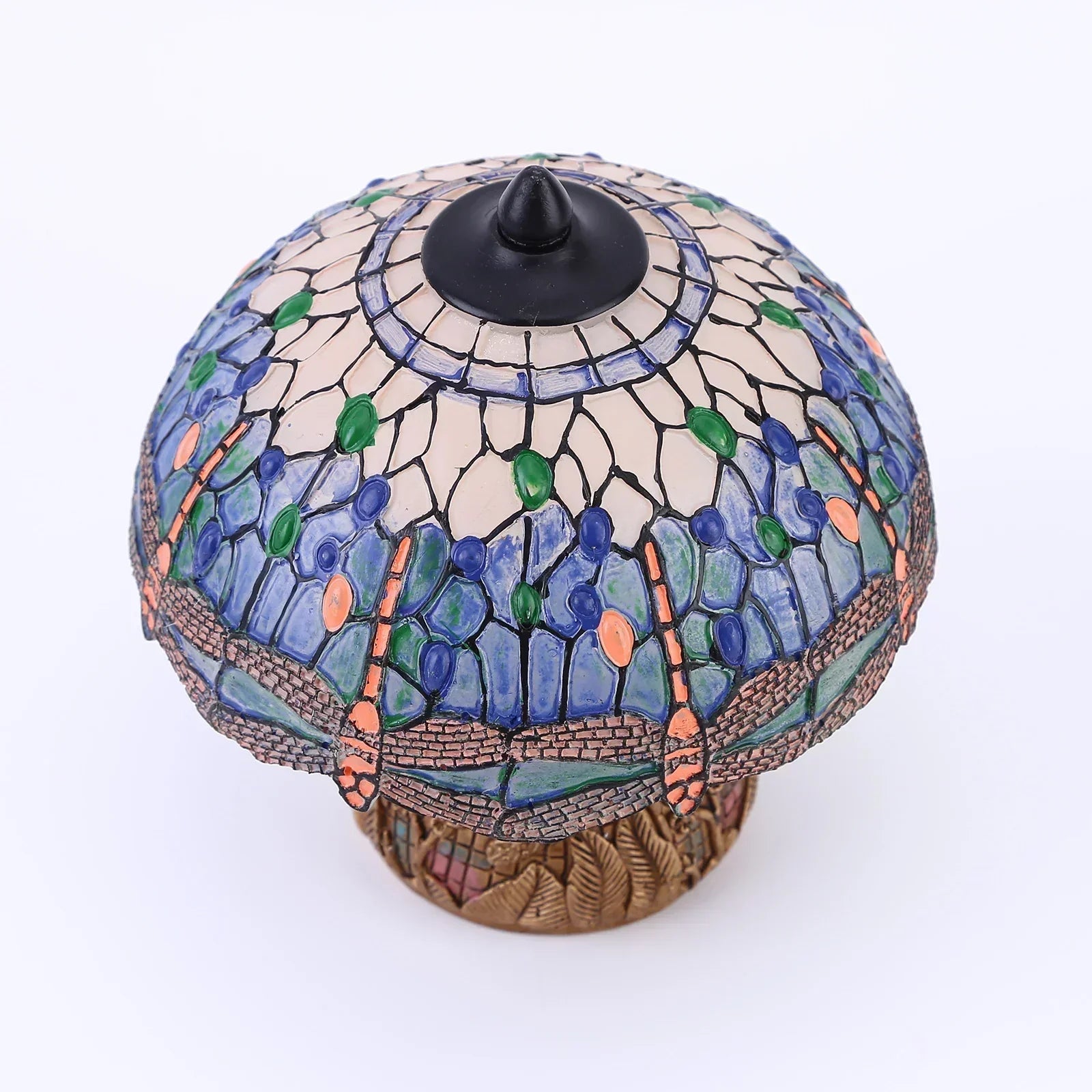Vintage Stained Glass Table Lamp with Dragonfly Motif – Decorative Art Nouveau Lamp for Stylish Interiors