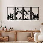 Modern Black Metal Mountain Wall Art – Abstract Nature-Inspired Decor for Home and Office