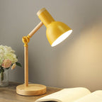 Modern LED Desk Lamp with Adjustable Head and Wooden Base for Home Office