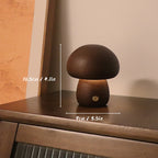 Rechargeable Mushroom Table Lamp with Touch-Sensitive LED – Eco-Friendly Beech and Rubber Wood