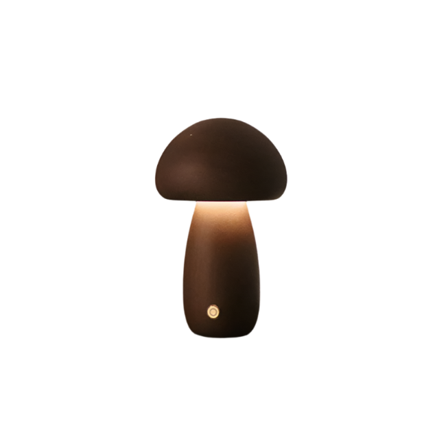 Rechargeable Mushroom Table Lamp with Touch-Sensitive LED – Eco-Friendly Beech and Rubber Wood