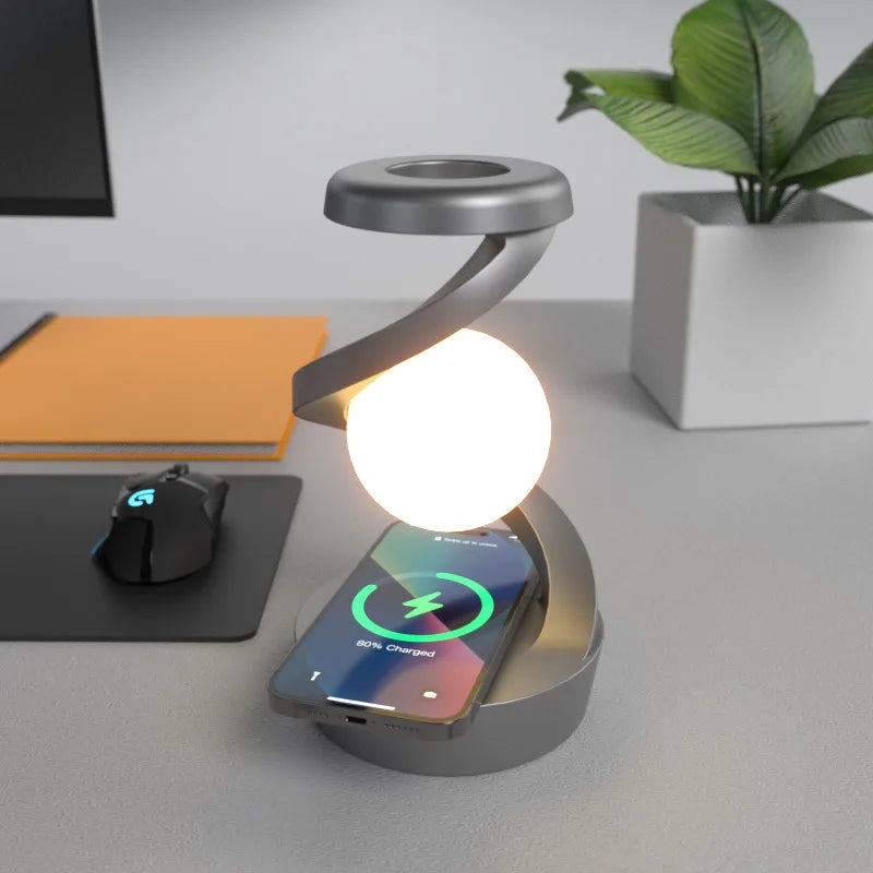 RadiantGlow Spiral Lamp – Touchless LED Light & Wireless Charger