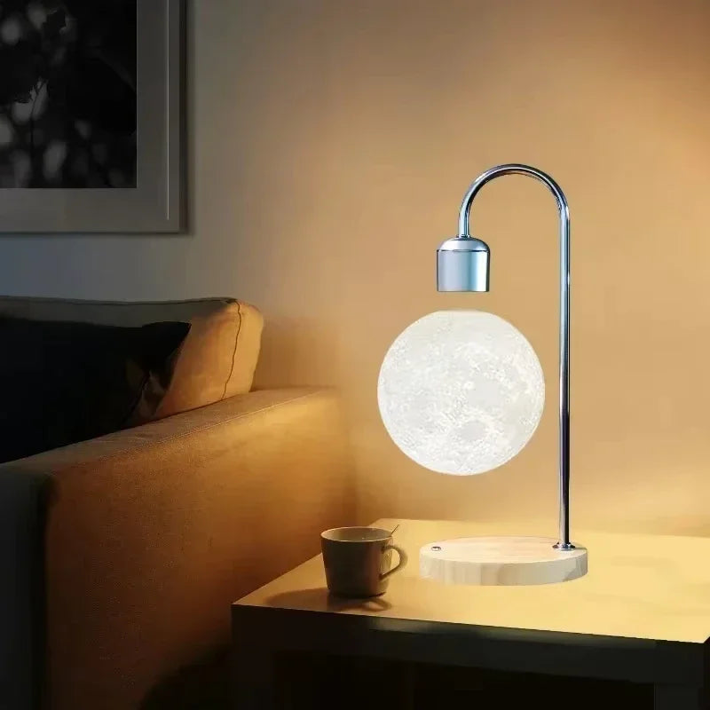 LED Magnetic Levitation Moon Lamp with Wireless Charging