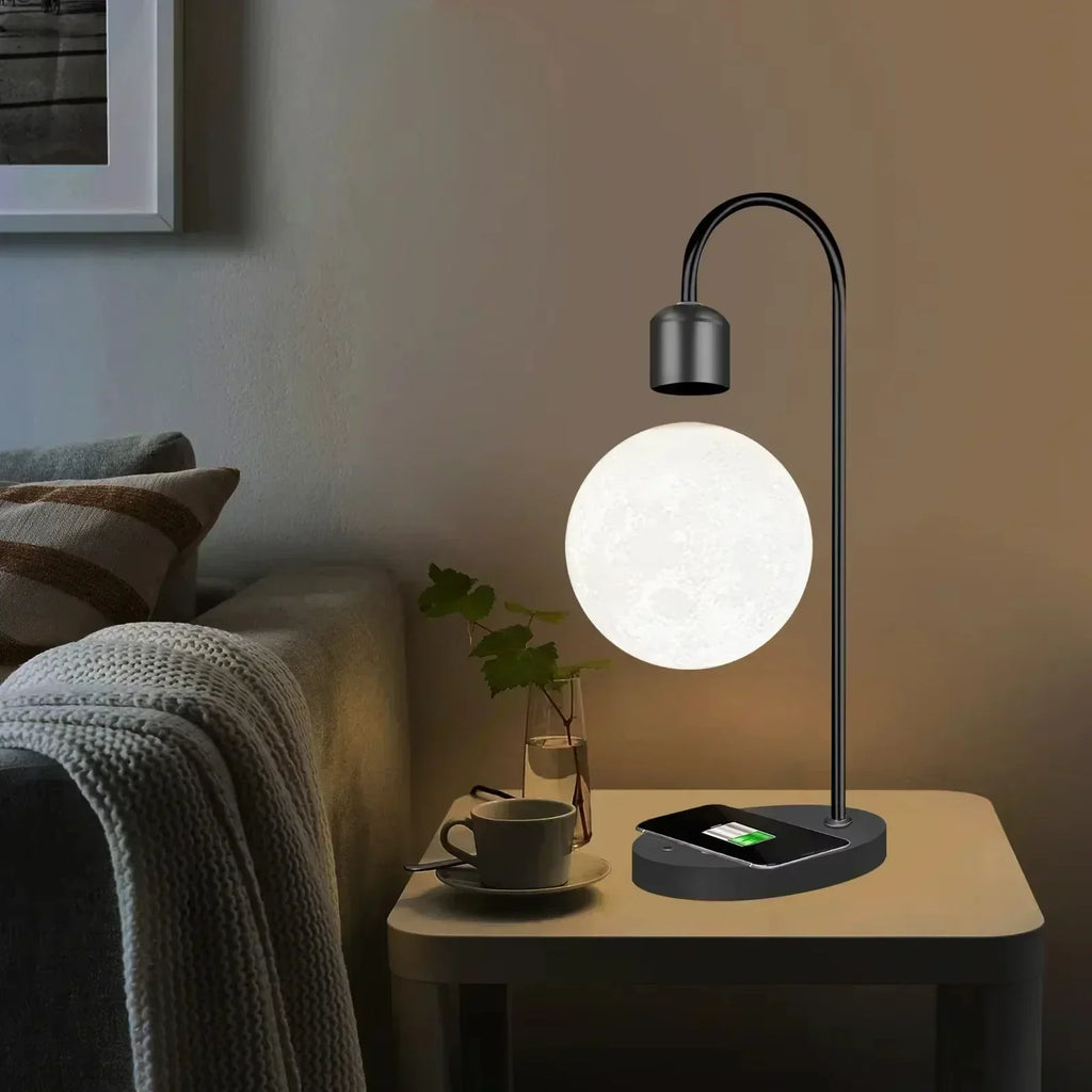 LED Magnetic Levitation Moon Lamp with Wireless Charging