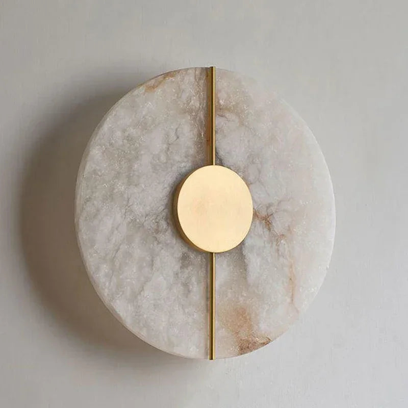 Modern Marble Wall Lamp Sconce with LED – Elegant Gold Copper Finish for Living Room and Bedroom