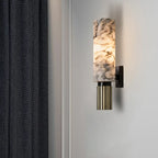 Moderne natuurlijke marmeren wandlamp met koperen accenten – elegante wandkandelaarverlichting voor slaapkamer en gang