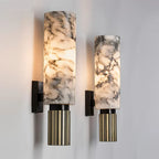 Moderne natuurlijke marmeren wandlamp met koperen accenten – elegante wandkandelaarverlichting voor slaapkamer en gang