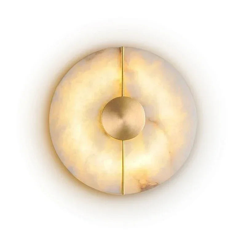 Modern Marble Wall Lamp Sconce with LED – Elegant Gold Copper Finish for Living Room and Bedroom