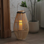 Aurora Handwoven Bamboo Lantern – Rustic Boho LED Light