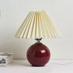 Vintage Pleated Table Lamp with Elegant Base – Soft Warm Lighting for Home Decor