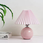 Vintage Pleated Table Lamp with Elegant Base – Soft Warm Lighting for Home Decor