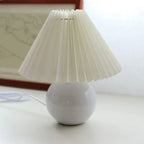 Vintage Pleated Table Lamp with Elegant Base – Soft Warm Lighting for Home Decor
