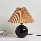 Vintage Pleated Table Lamp with Elegant Base – Soft Warm Lighting for Home Decor