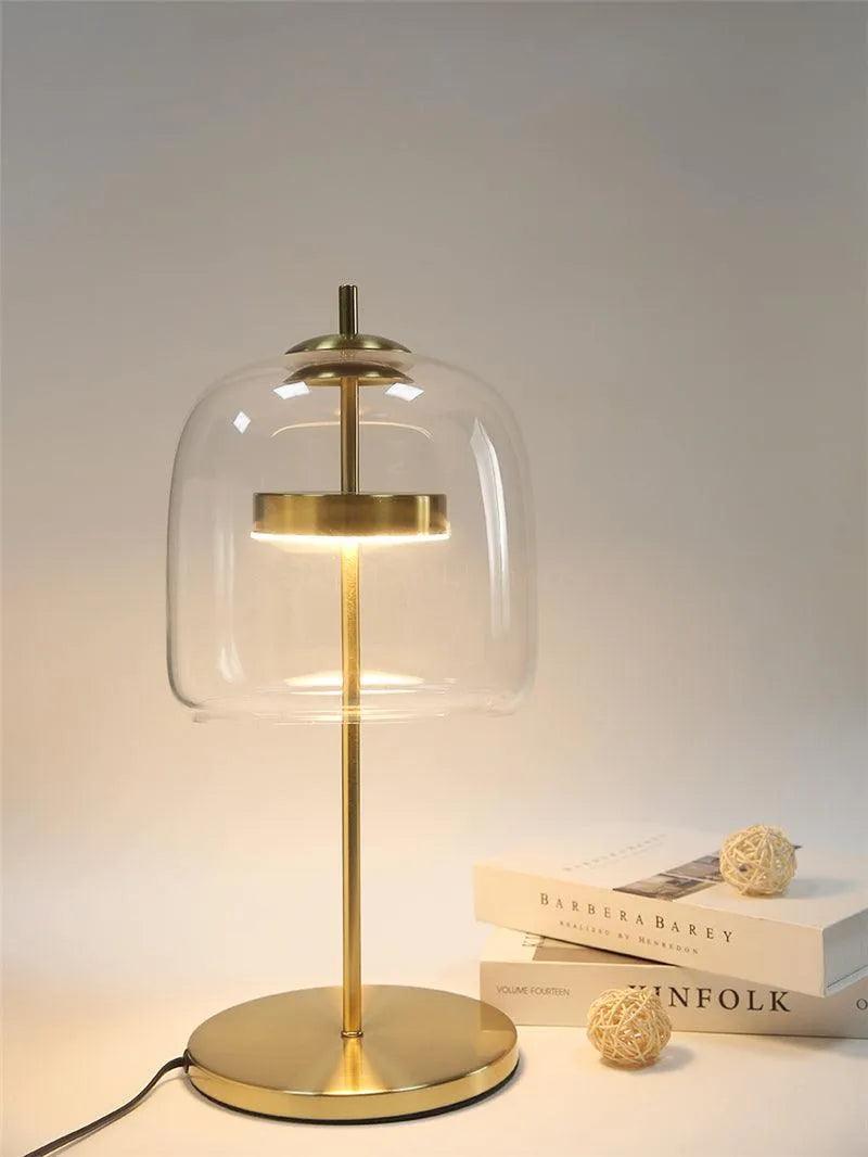 Nordic Transparent Glass Table Lamp │ Modern LED Living Bedroom Decor Lighting Desk Lamp